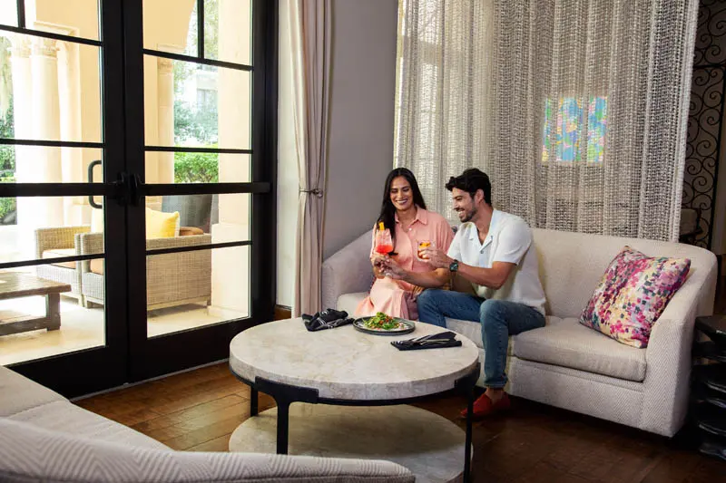 The Alfond Inn Lifestyle Couple Art Lobby Sunlit Interior Photography by Greg Ceo Studio Retouching by Valentin Sivyakov