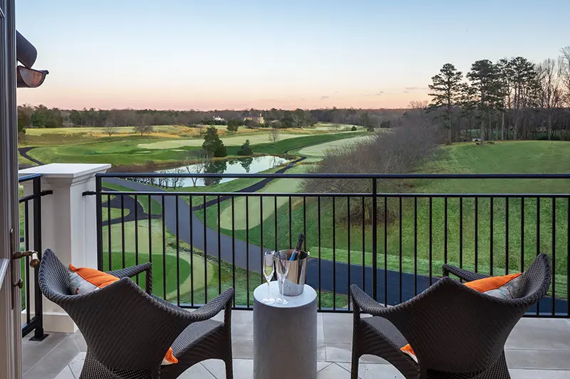 Keswick Hall Keswick Hall Balcony View Golf Course Overlook Luxury Resort Patio Sunset Keswick Virginia Resort Photography Greg Ceo Studio Retouching by Valentin Sivyakov